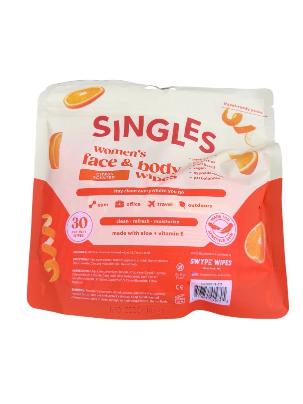 Singles pH Balanced 30ct Women’s Face & Body Wipes - Picture 5 of 5